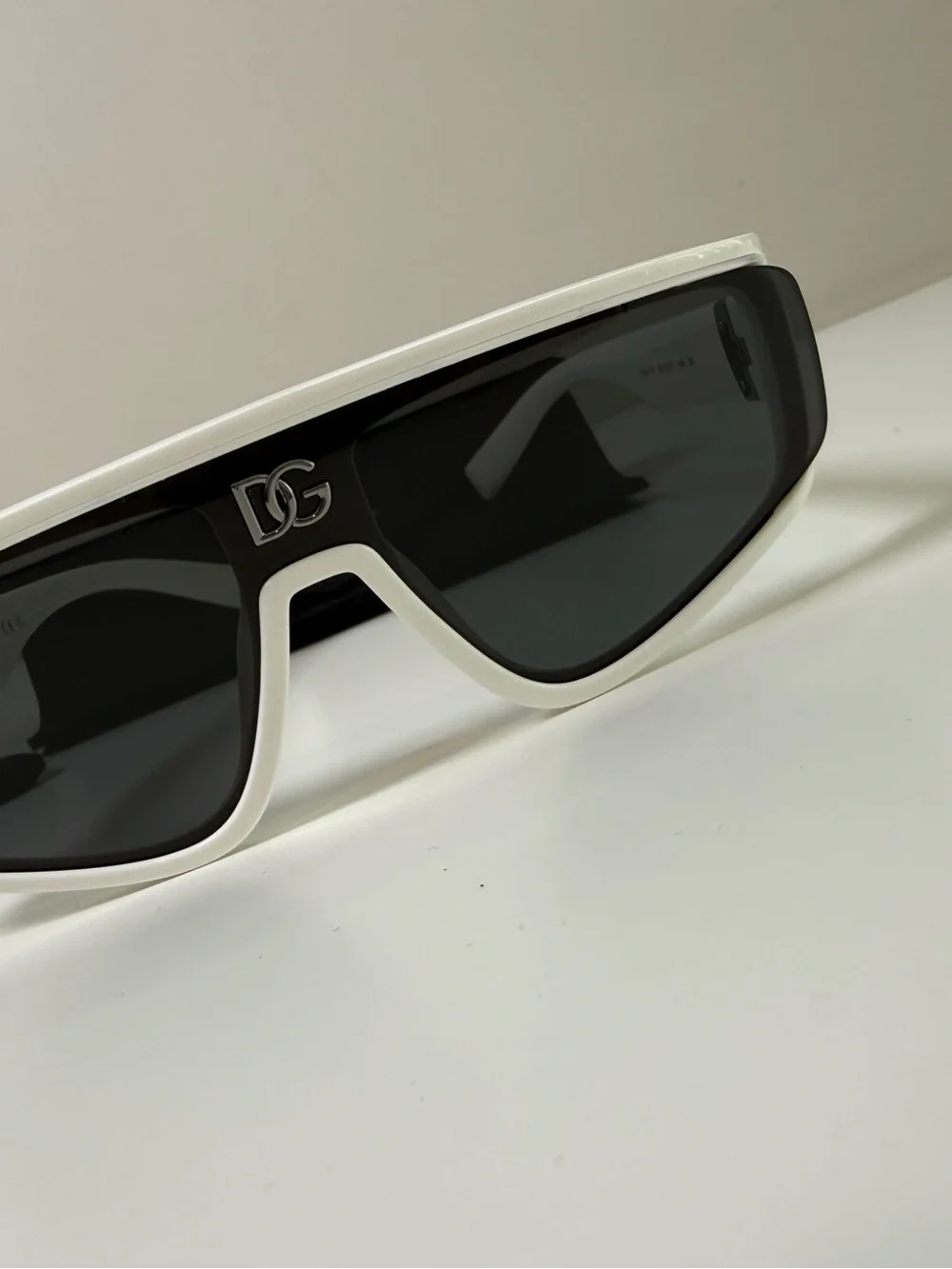 Dolce & Gabbana White Shield Sunglasses DG6177 Black Lens Wrap Style w/ Case